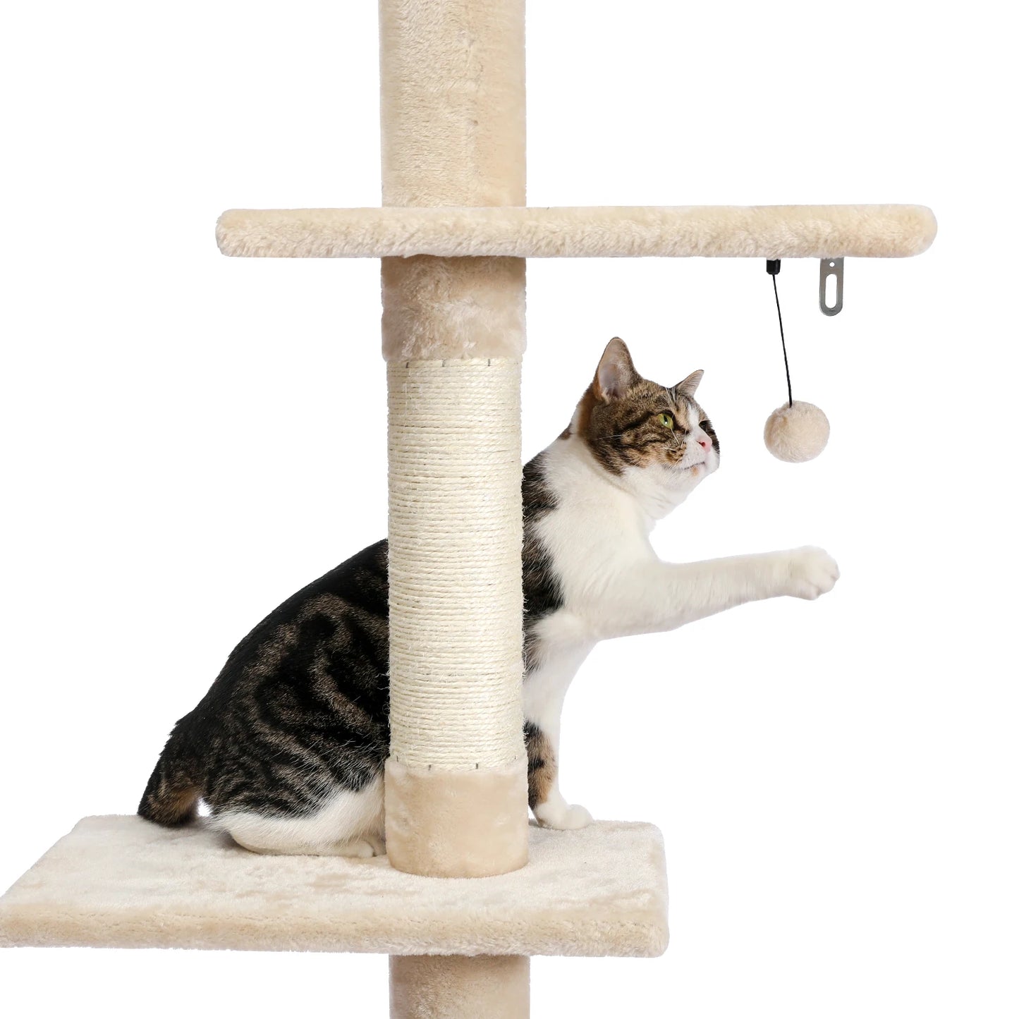 Adjustable Floor-to-Ceiling Vertical Cat Tree Tower Stable Tall Cat Climbing Tree Cat Kittens Cat Toy Suitable for Indoor Cats