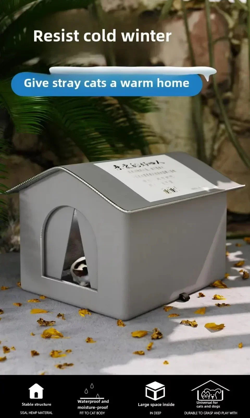 Cat Nest Waterproof Stray Cat House Outdoor Feral Large Capacity Pet Rainproof Moisture Large Enclosed Bite Resistant Cat Nest