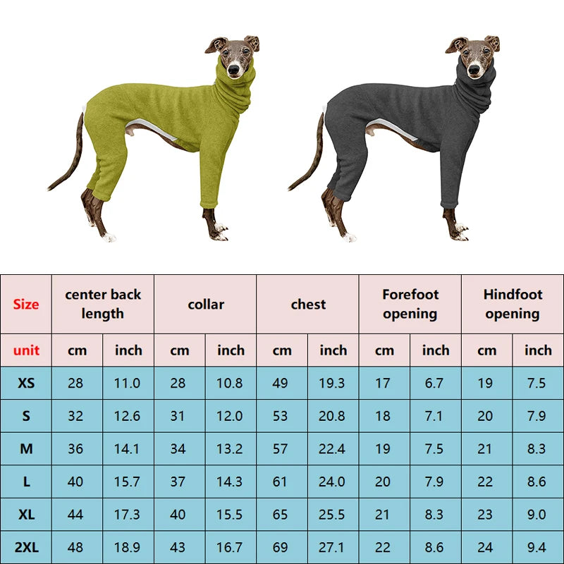Turtleneck Pet Dog Clothes Jacket Whippet Italian Greyhound Dog Winter Stretch Overalls Pullover Jumpsuit For Big Dogs Costume