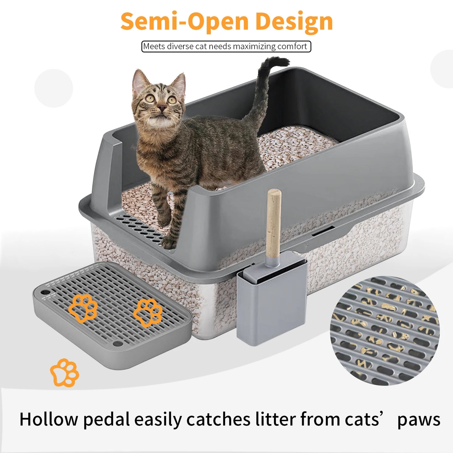 4-Style Cat Litter Box with Lid Large Kitty Litter Box Enclosed with High Sided Enclosure Scoop Non-Sticky