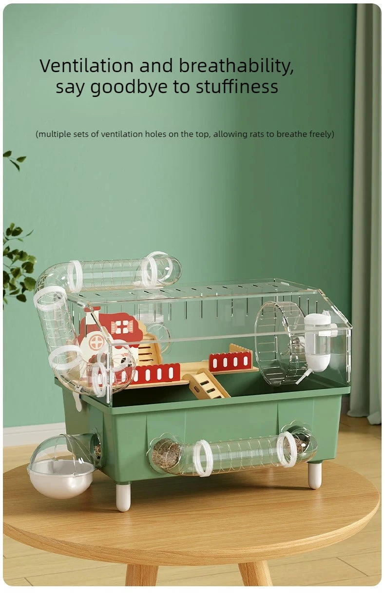 Transparent Acrylic Hamster House, with Tunnel,