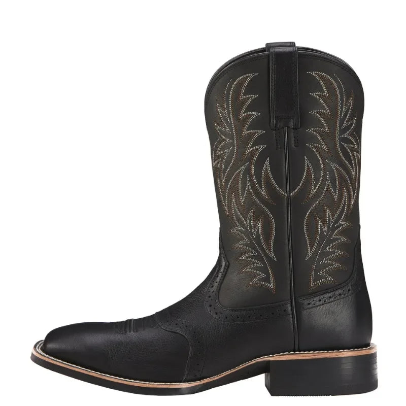 Men High Boots Embroidery Retro Handmade Men's Boots Western Cowboy Boot Pointed Toe Boots Hand Stitching Outdoor Men's Shoes
