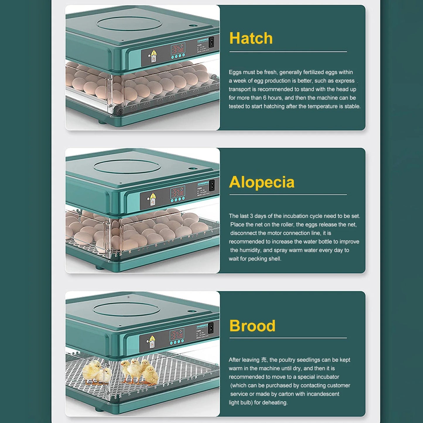 Small Chicken Incubator, Fully Automatic Smart Home Incubator, Chicken Breeding Incubator with Drawer Style Mini Egg Incubator