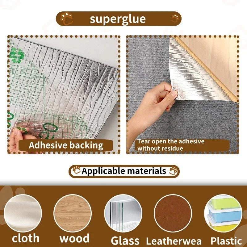 Trimmable Cat Scratching Mat Cat Scratcher Sofa Tape Scratching Post Self-adhesive Carpet Cat Scratch Board Cat Accessories