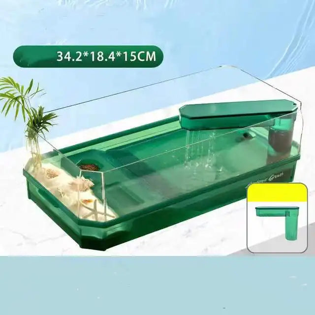 Aquarium turtle tank lazy person water-free breeding box with drying platform ecological turtle tank aquarium accessories 220V