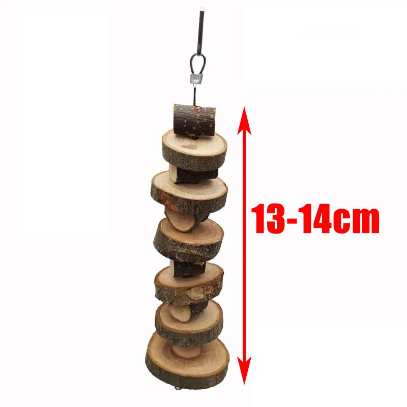 Guinea Pig Rabbit Hamster Small Animal Play Pet Roller Toys Natural Wooden Pine Dumbbells Unicycle Bell Chew Chewing Braided Ball