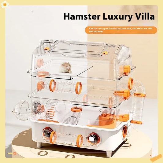 Hamster Cage Large Luxury Villa Three-layer Acrylic Panoramic Transparent Golden Bear Special Nest