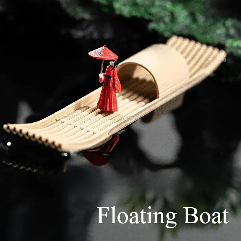 Floating Mini Boats Simulation Bamboo Raft for Fish Tank Bonsai Micro Landscape Decor Creative Decoration Aquarium Accessories