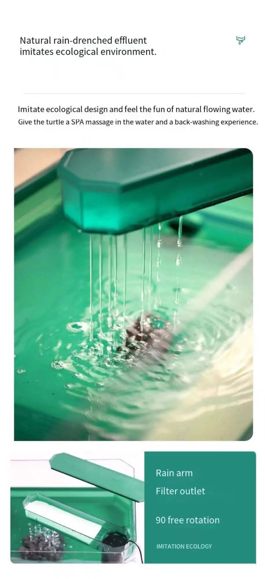 Aquarium turtle tank lazy person water-free breeding box with drying platform ecological turtle tank aquarium accessories 220V