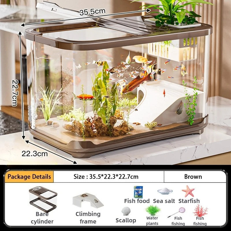 Aquarium Tank Plastic Turtle Terrariums Small Transparent Fish Incubator Box Desktop Fish Tanks Landscaping Display Boxes