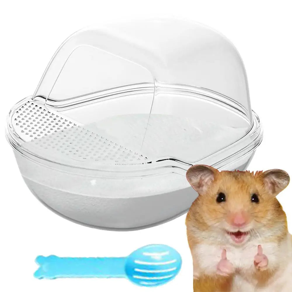 Hamster Sand Box Transparent Shower Room For Gerbil Large Transparent Hamster Toilet With Scoop Set Small Animals Cage