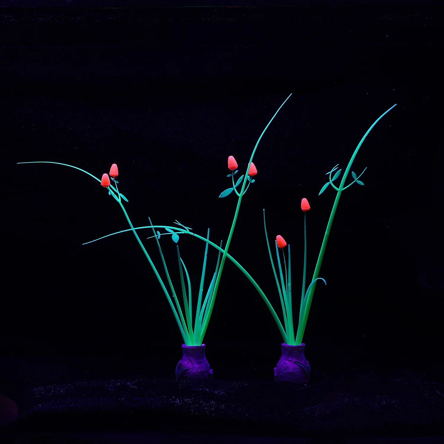 Glow in Dark Coral Orchid Flower – Fluorescent Silicone Aquarium Decor, Fish Tank Ornament for Freshwater & Saltwater