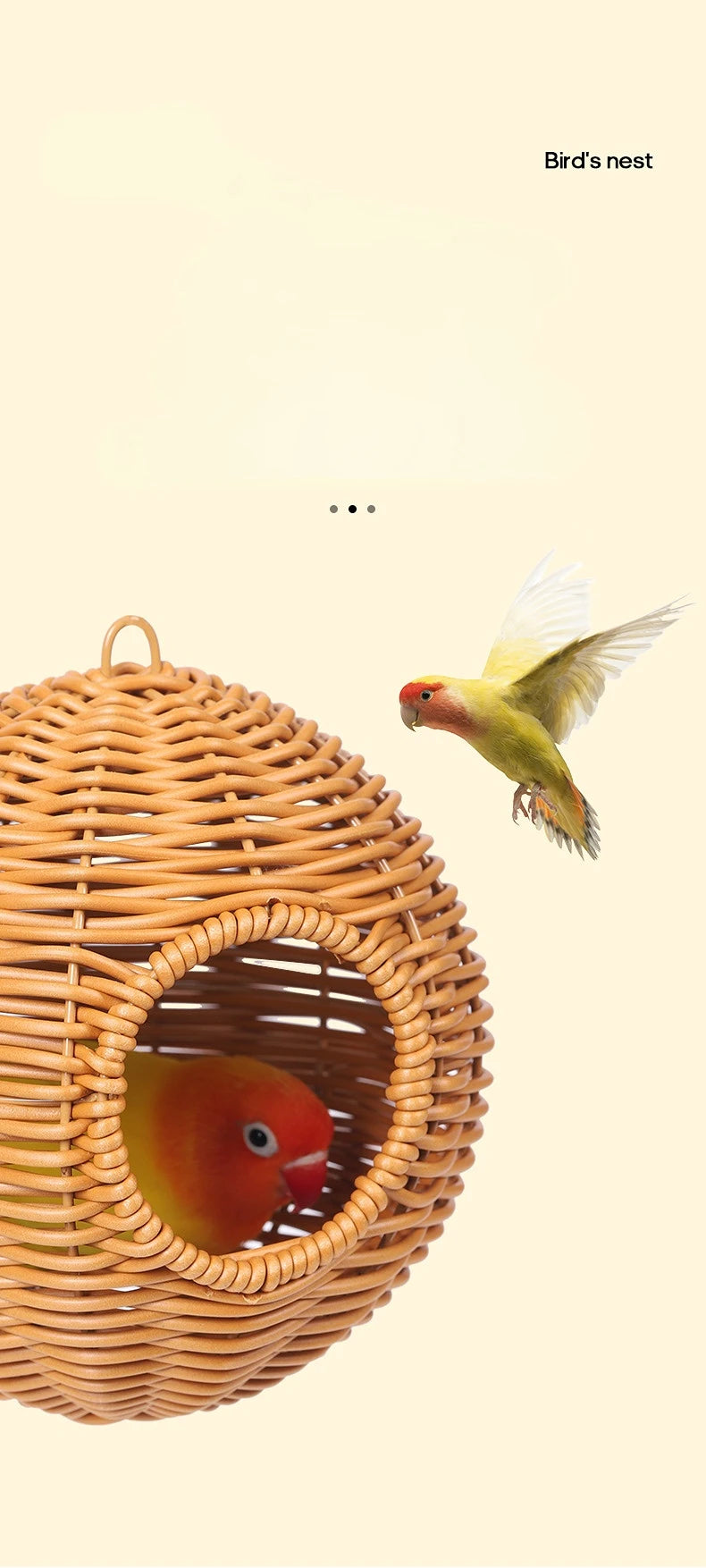 Bird Nest Fake Grass Handwoven Bird Cage House Parrot Canary Lovebird Parakeet Cockatiel Hatching Bird Hut