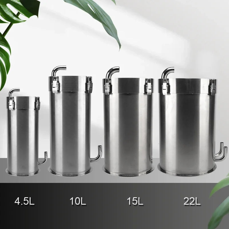 ADA Style External Aquarium Canister Stainless Steel Pro Canister Filter Fish Tank Filter Bucket Barrel Filter for Aquariums