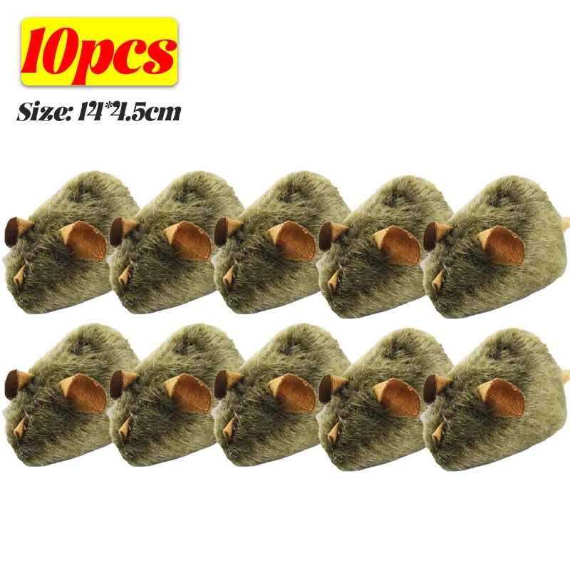 Interactive Plush Mouse Cat Chew Toy Simulated Squeaking Mice Bite-resistant Kitten Toy Kitten Biting Running Rat Toy Pet Supply