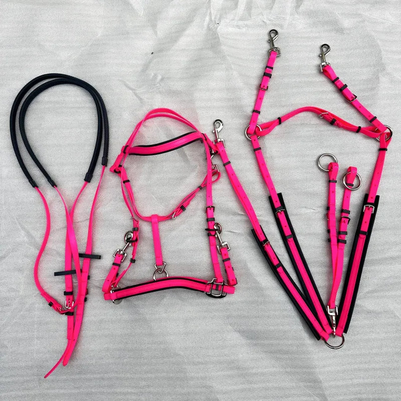 Endurance Marathon Stainless Steel Horse Bridle PVC Padded Nose Band Brow Band Reins A variety of Colors Riding Equestrian