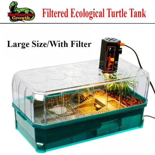 Integrated Turtle Tank Feeding Box Amphibious Tank Cage Plastic Transparent Turtle Tank House Amphibian and Reptile Habitat