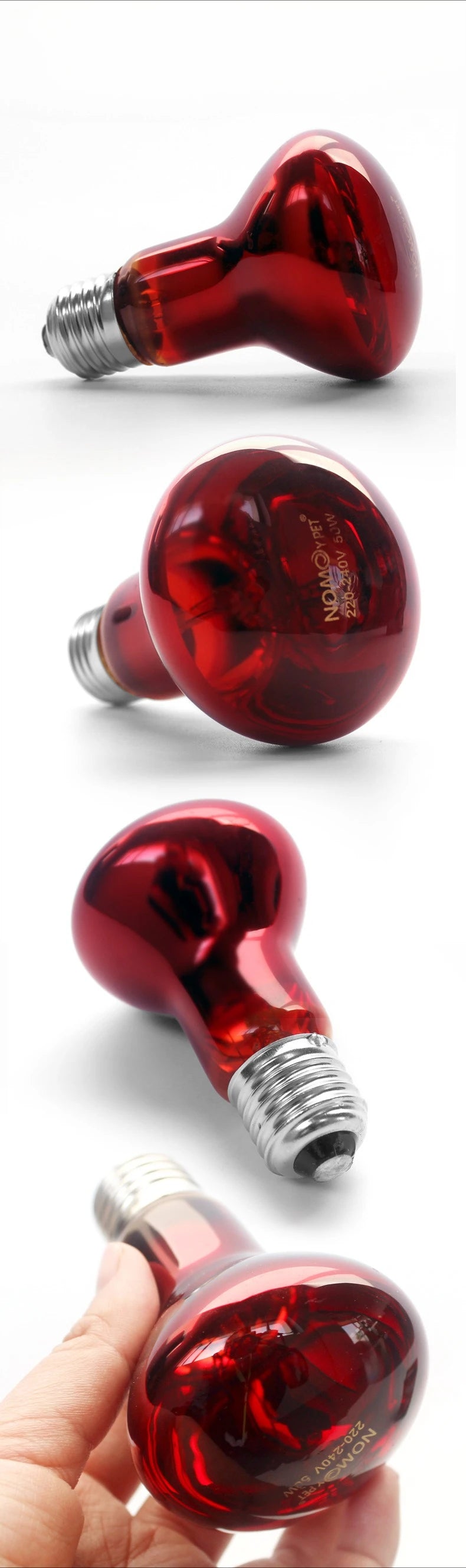 220V Reptile Heat Lamp Bulb Infrared Basking Spot Lamp Red Heat Lamp Bulbs Amphibian Gecko Lizard E27 Infrared Reptile Light