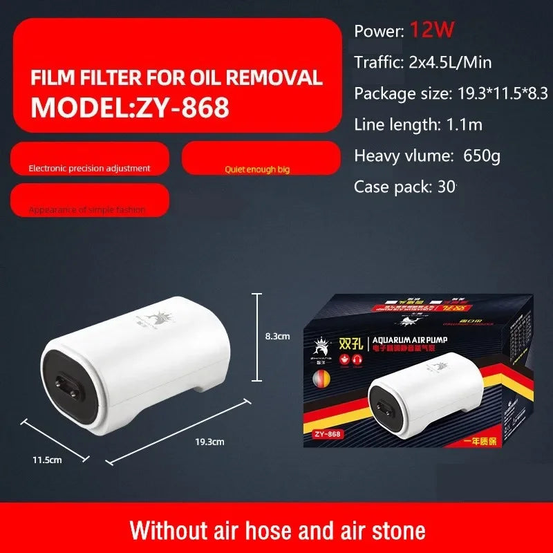 Aquarium Air Pump Ultra Silent High Energy Saving Oxygen Pump Fish Tank Aerator Adjustable Air Volume Pump 110/220V