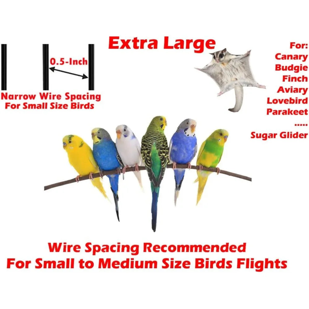 Extra Large Wrought Iron Breeding Bird Flight Cage Front Feeder Doors Side Breeding Nest Box Door Easy Clean