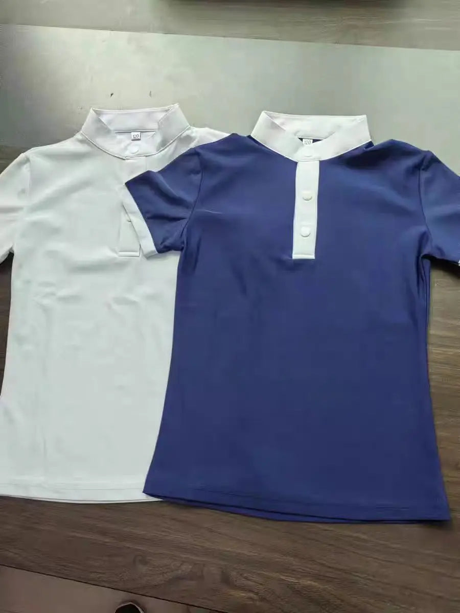 Summer Children's Short sleeved Equestrian T-shirt Children's Equestrian Clothing Summer Short sleeved shirt Quick drying High elastic