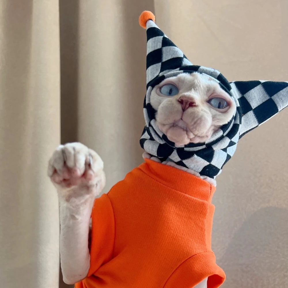 Winter Warm Hat for Sphynx Cat Adjustable Waffle Cold-proof Cap for Cats Cute Christmas Fleece Hat for Kittens Dogs Cat Supplies