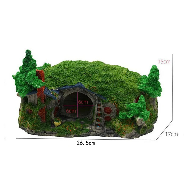 Ruiqi Aquarium Creative Landscaping Resin Hobbit House Dodging Fish Tank Decoration