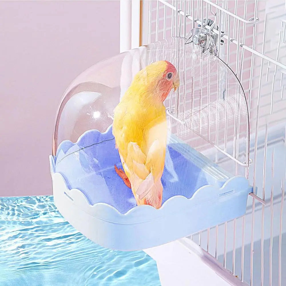 Bird Bath For Cage Spacious Parakeets Shower Bathtub Multifunction Cleaning Pet Supplies Bird Cage Accessories Clear Bathtub
