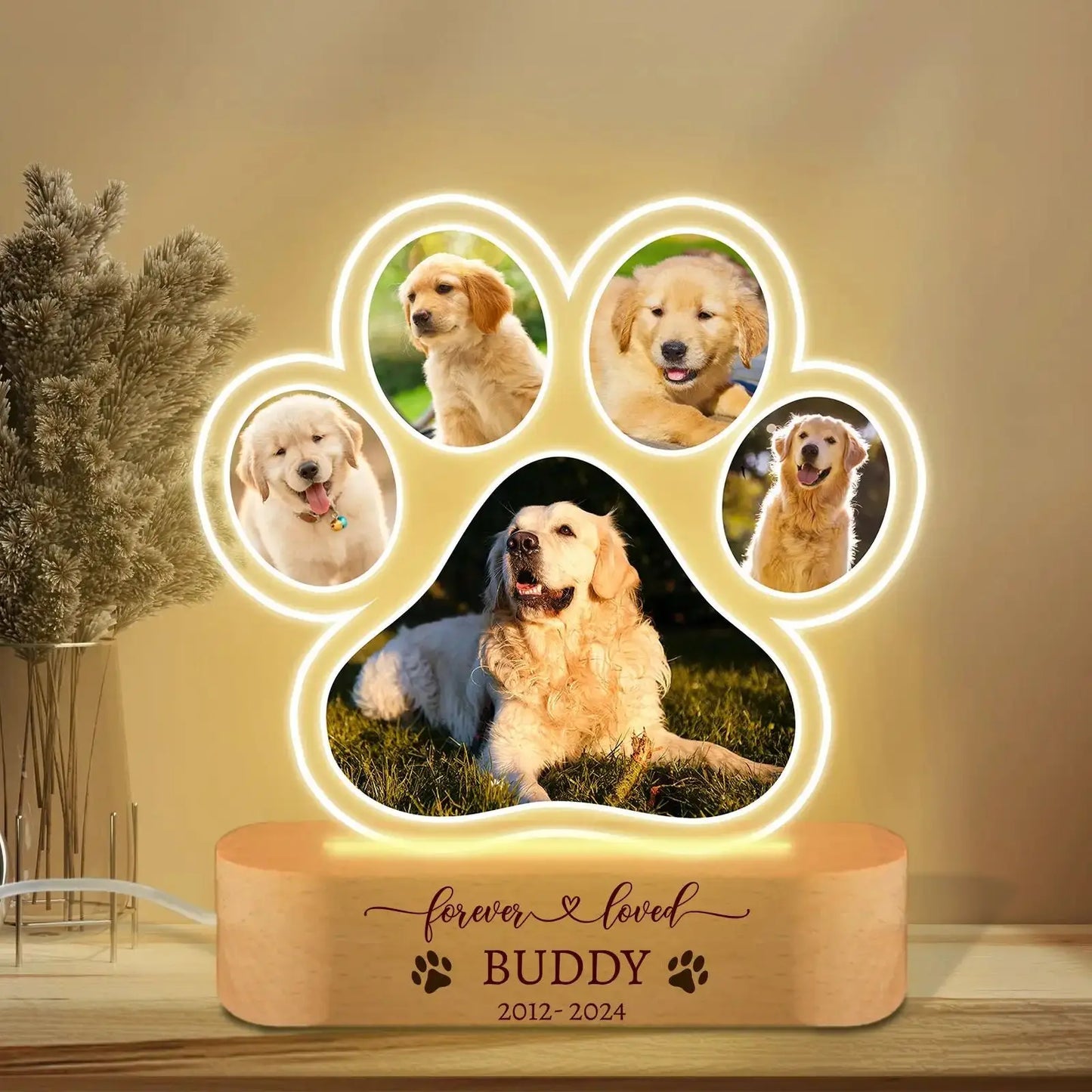 Custom Dog Photo Night Light Pet Memorial Gift Lights Up Pet Memorial Plaque Cat Photo Gift Personalized Gift for Pet Loss