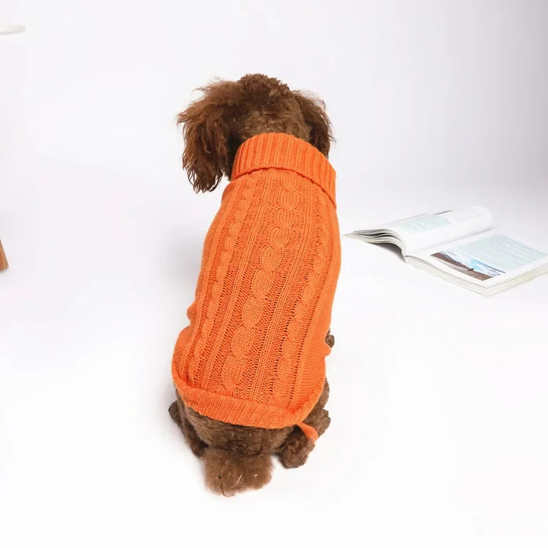 Knit Sweater Jumpsuit for Small Dogs, Monochromatic, Simple, Fashion, Warm, Thick, Pet Items, Winter