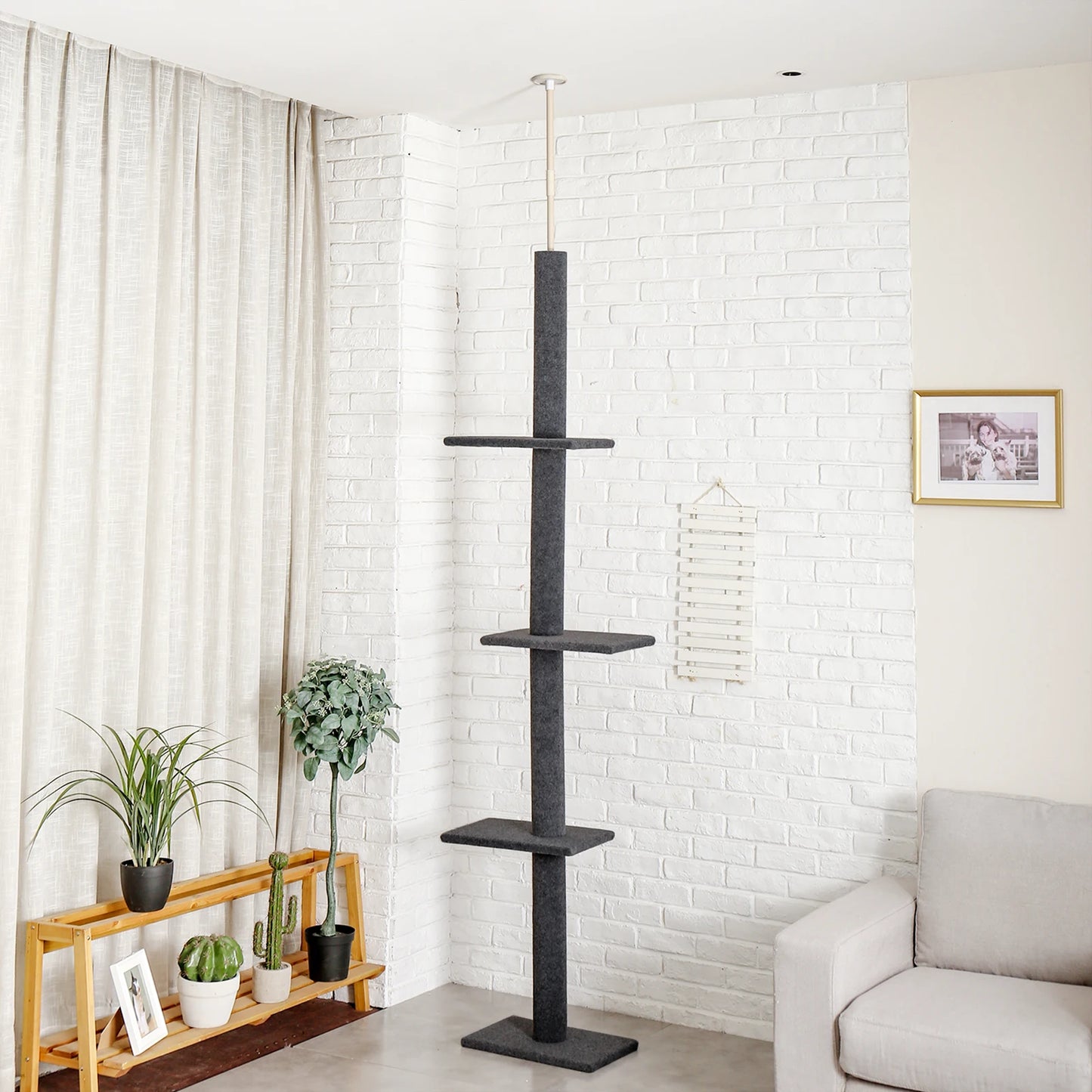 Adjustable Floor-to-Ceiling Vertical Cat Tree Tower Stable Tall Cat Climbing Tree Cat Kittens Cat Toy Suitable for Indoor Cats