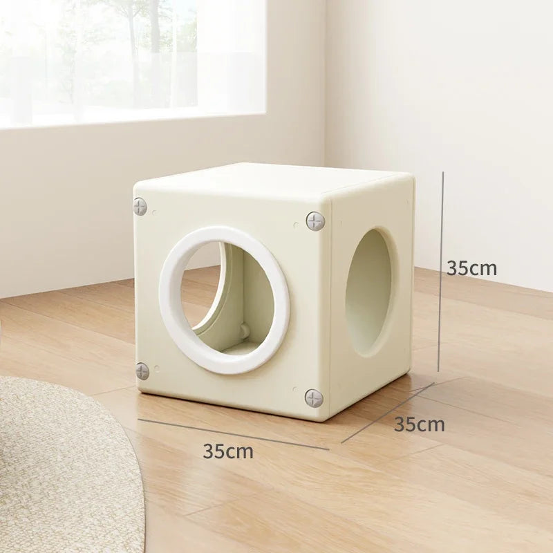 Resin Cat Tunnel, Transparent Space Capsule Cat Modular Durable Hideaway Bed   Coffee Table Side Cabinet for Pets