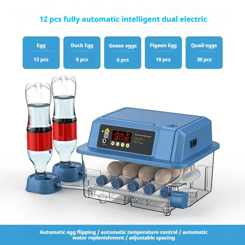 Intelligent Egg Incubator 6/9/12/15/24/36/48/56/64/98/120/128/152/176/192 Eggs for Ostrich Chicken Duck and other Birds