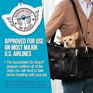 Airline Approved Medium Pet Carrier, Black Sherpa Travel Bag for Dogs & Cats On Board