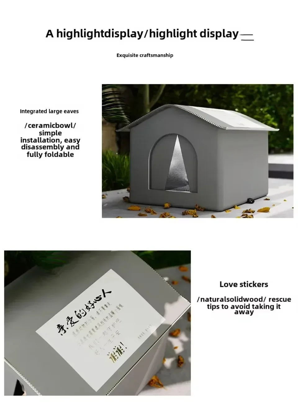 Cat Nest Waterproof Stray Cat House Outdoor Feral Large Capacity Pet Rainproof Moisture Large Enclosed Bite Resistant Cat Nest
