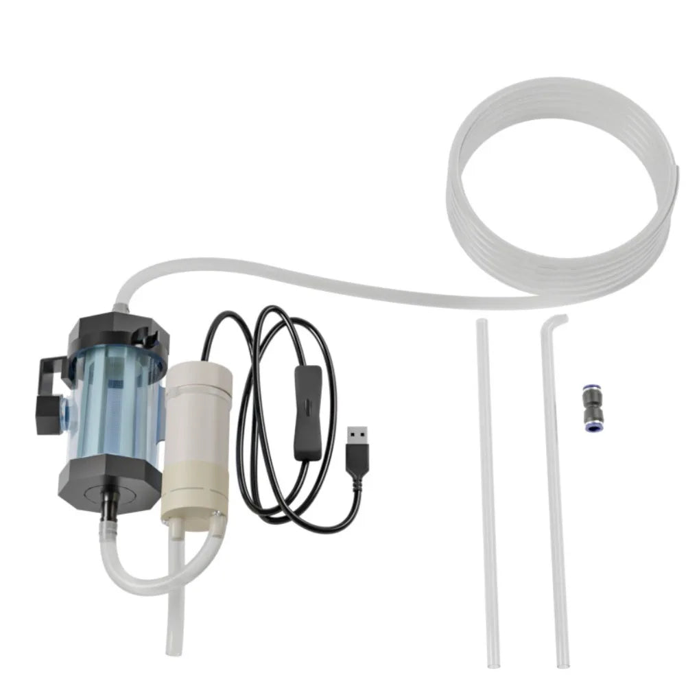 USB Powered Aquarium Water Changer 280GPH Electric Fish Tank Feces Suction Pump with Extension Tube Detachable