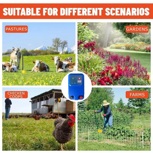 10km 1.5J Electric Fence Energizer Farm Animals Electronic Pulse Fence Controller for Cattle Sheep Livestock Pasture Fence Device 12V