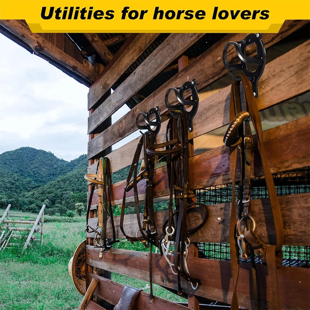 Horse Bridle Rack Metal Horse Tack Storage Halter Hanger with Tubes and Screws Bridle Holder Wall Mounted Horse Barn Supplies