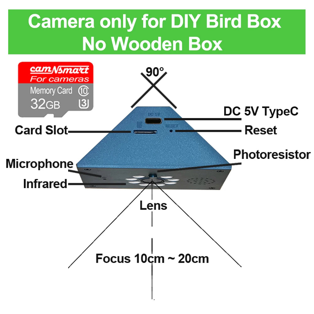Tuya Smart Life WiFi HD Camera for Bird House Wireless APP Remote Live View Night Vision Plug-in Power Easy Install DIY Gift