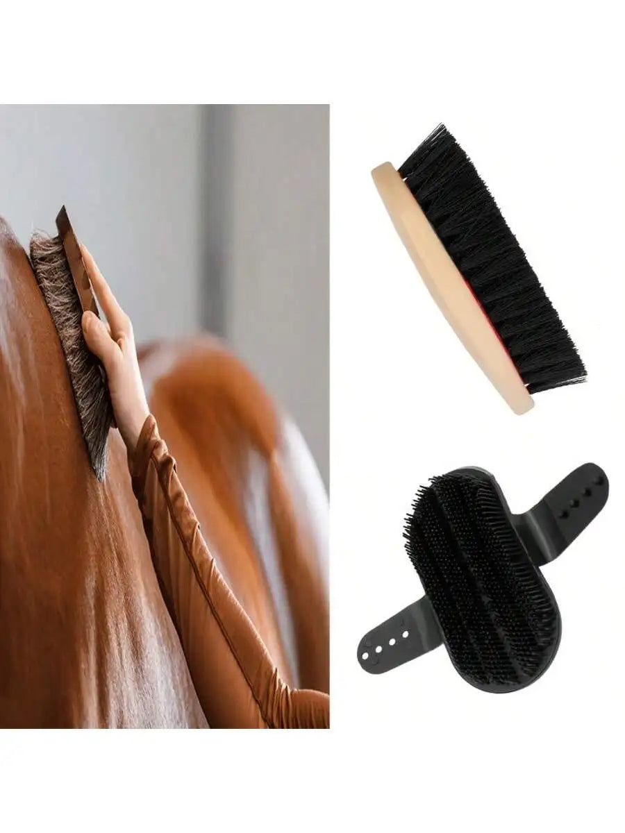 5-Piece Horse Grooming Kit Complete Stable Care Set - Plastic Curry Comb Body Brush Hoof Pick And More for Horses Ponies
