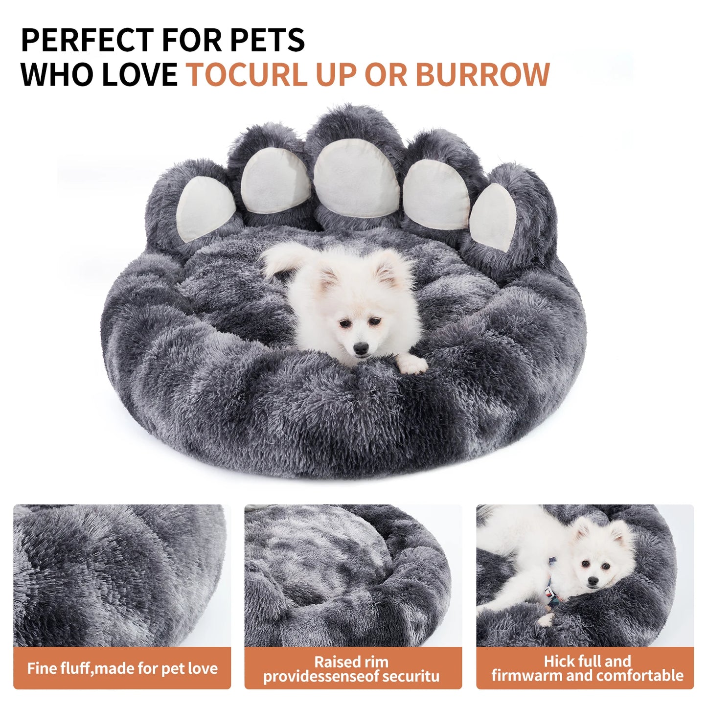 Cozy Comfy Pet Dog Bed Paw Shape Warm Dog Bed Cushion for Your Furry Friend Fluffy Dog Bed Cat Mat Deep Sleeping Warm