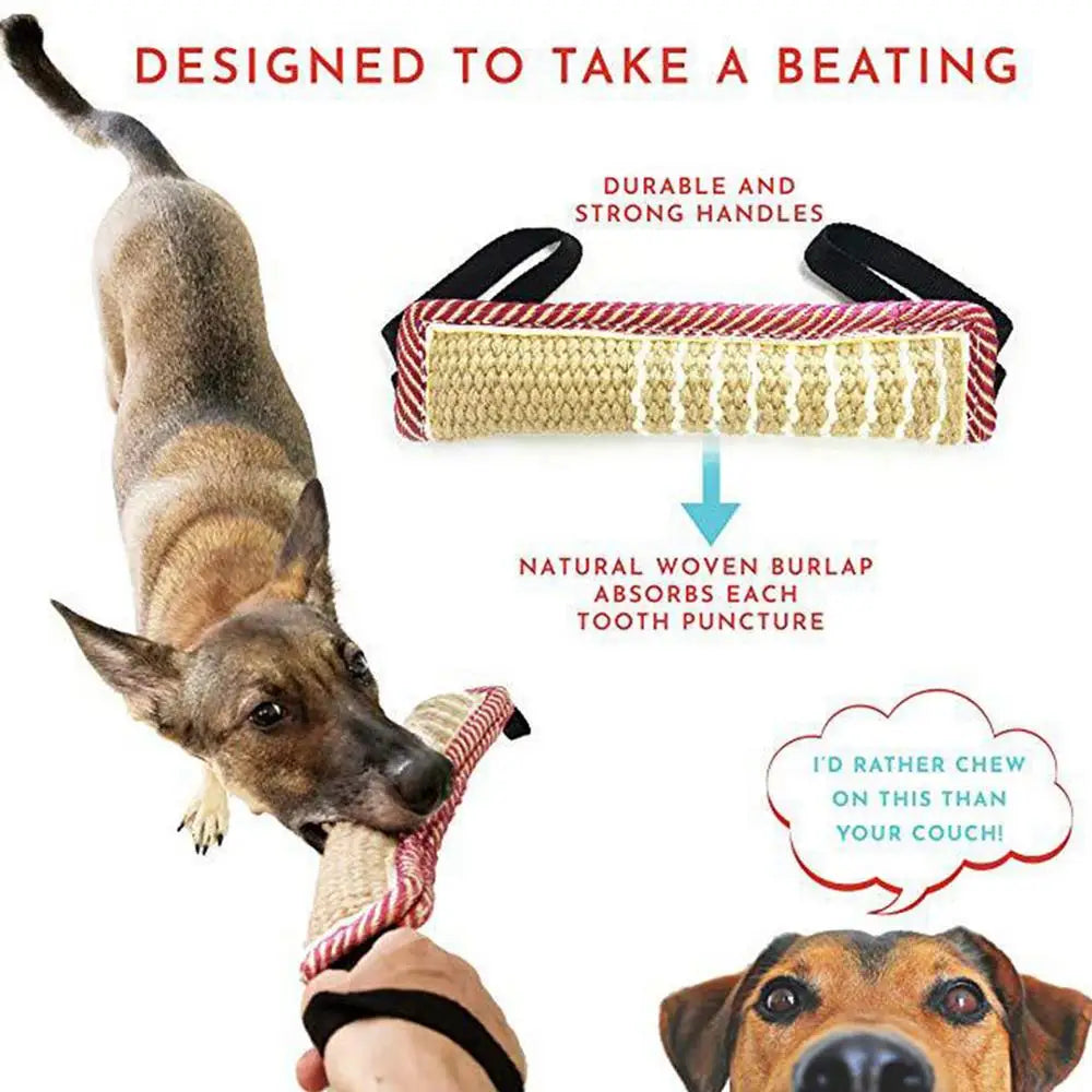 Dog Tug Toy Pet Bite Jute Tug Pillow With 2 Rope Handles Medium Large Dogs Training Toys for Malinois Pet Interactive toy