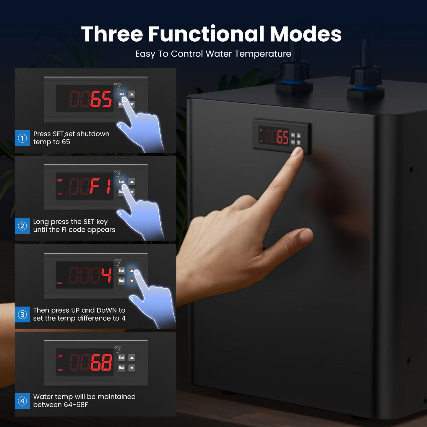 Aquarium Chiller 79Gal 1/3 HP Water Chiller for Hydroponics System Home Use Axolotl Fish Coral Shrimp 110V with Pump and Pipe