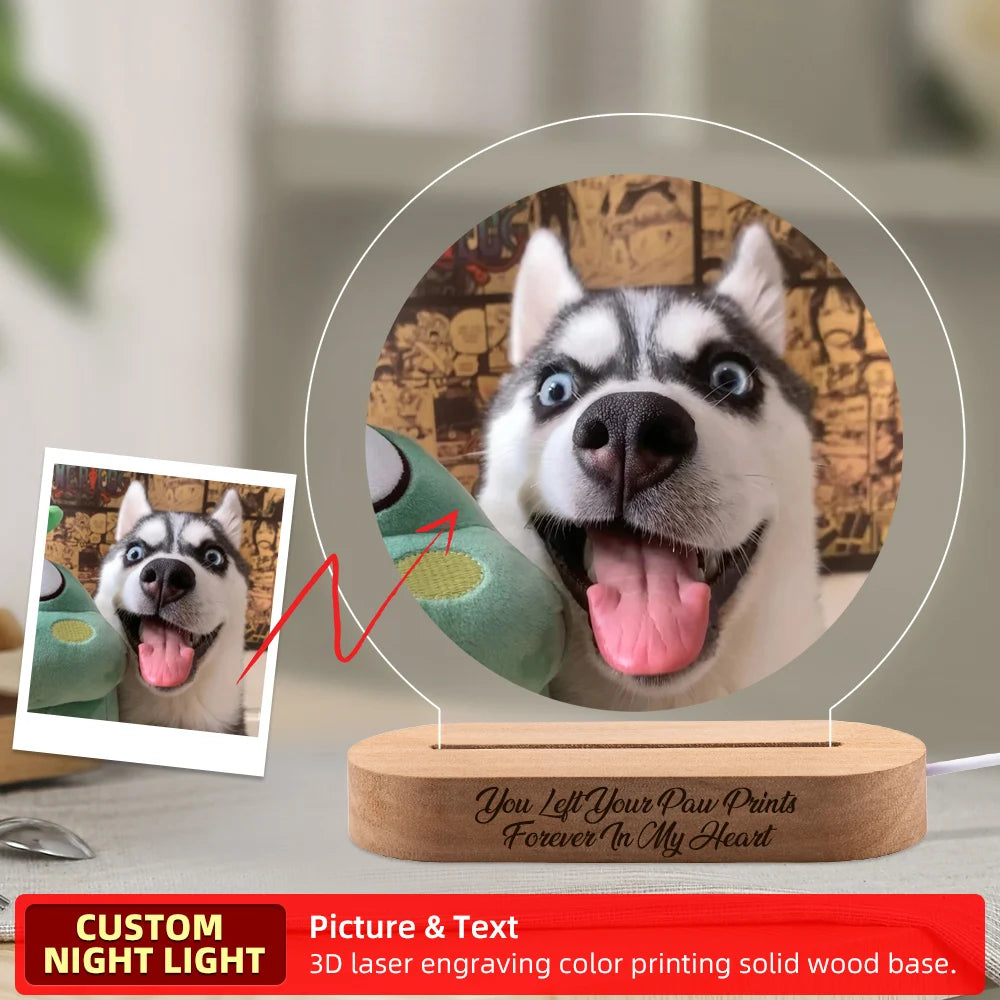 Custom Dog Photo Night Light Pet Memorial Gift Lights Up Pet Memorial Plaque Cat Photo Gift Personalized Gift for Pet Loss