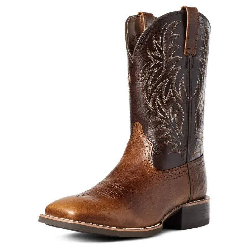Men High Boots Embroidery Retro Handmade Men's Boots Western Cowboy Boot Pointed Toe Boots Hand Stitching Outdoor Men's Shoes