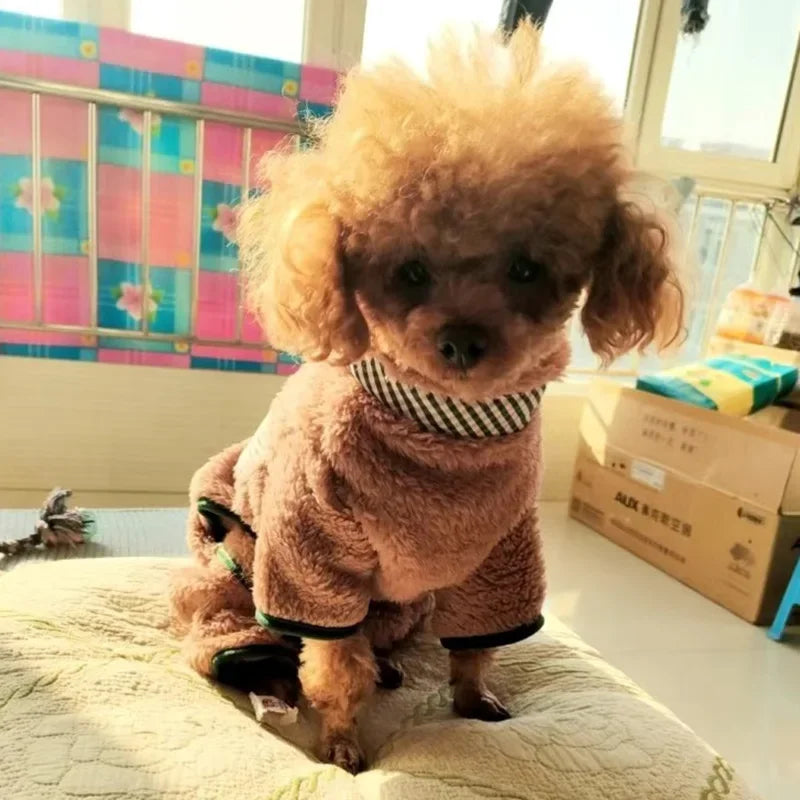 Towable Pet Jumpsuit with Buckle Winter Warm Puppy Dog Suit Clothes for Small Dogs Yorkshire Shih Tzu Overalls Clothing
