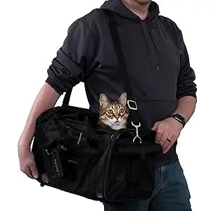 Airline Approved Medium Pet Carrier, Black Sherpa Travel Bag for Dogs & Cats On Board