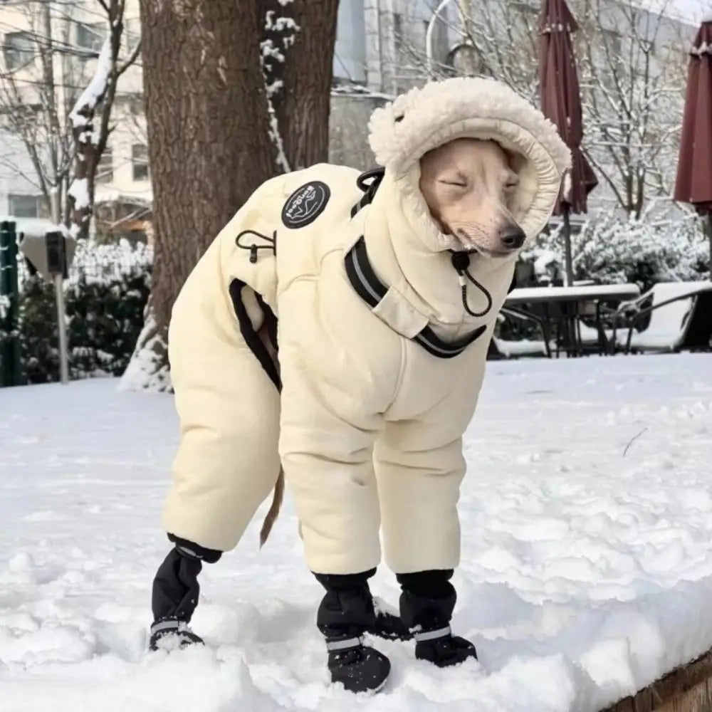 New Waterproof Winter Dog Jumpsuit Thickened Fleece Warm Big Dog Clothes Full Cover Big Dog Cotton-padded jacket Large Dog
