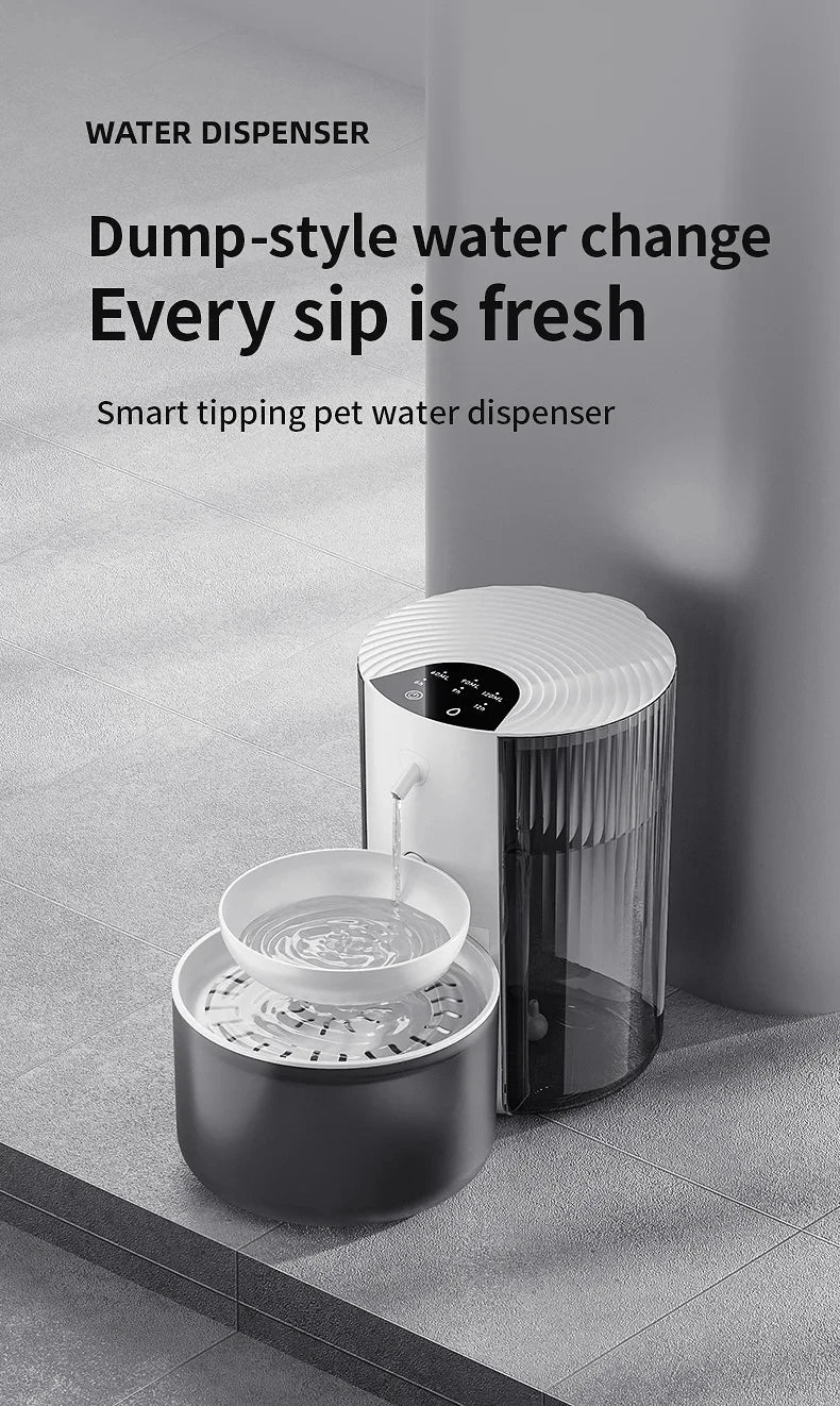 Large capacity 3L Pouring Cat Water Dispenser Smart Tilt Design Pet Water Fountain Separate Clean & Dirty Water For Cats Dogs