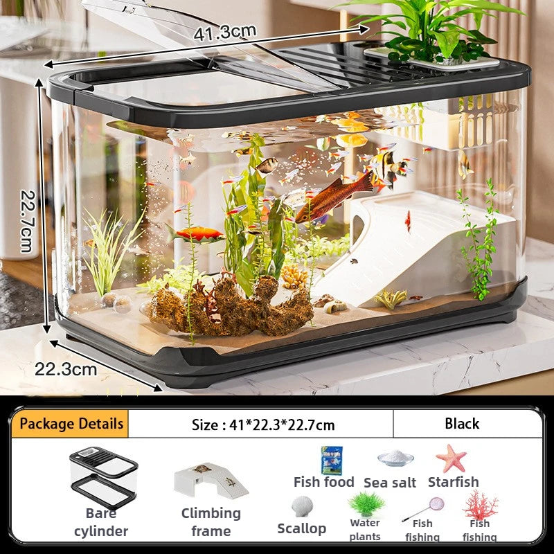 Aquarium Tank Plastic Turtle Terrariums Small Transparent Fish Incubator Box Desktop Fish Tanks Landscaping Display Boxes